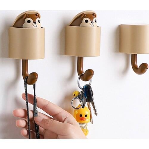 Hangers Adhesive Mountable Wall Hook for Coat Hat Umbrella Key Decor Wall Door Organization Invisible Squirrel Hook