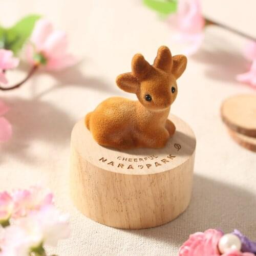 Cute wood animal music box Mini deer gift music box