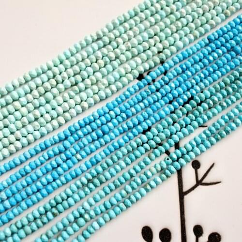 Natural turquoises 2x3mm 7.5 inch/19cm faceted rondelle tiny seed beads jewelry making DIY for women