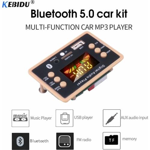 Kebidu 5V 12V MP3 Decoder Decoding Board Module Bluetooth 5.0 Car USB MP3 Player WMA WAV TF Card Slot / USB / FM Board Module