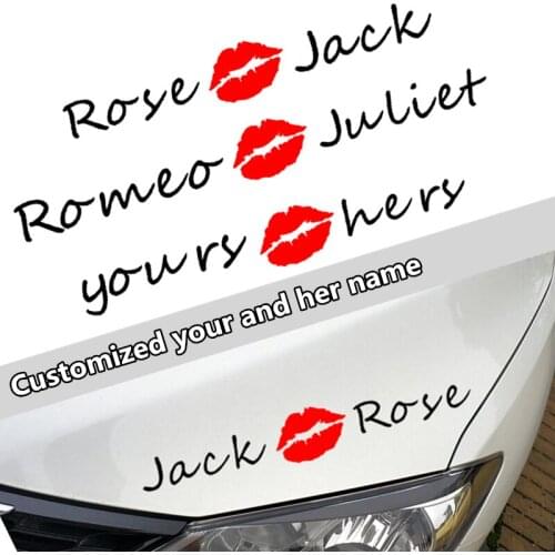 Customized your names Kiss Lip Print Love Car Stickers Creaitve Decoration Doors Windshield Decals Auto Tuning Styling D20
