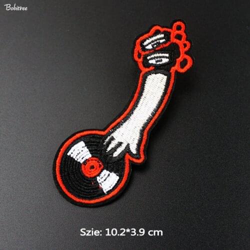 Rock Motif Patch iron on Transfer Embroidered Red Hippie Badges Punk Applique Stickers for Jacket Bags DIY Accessory