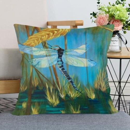 New Arrival Dragonfly Paint Pillow Case Modern Home Decorative Pillowcase 35x35cm,40X40cm(one side) For Living Room Pillow Cover