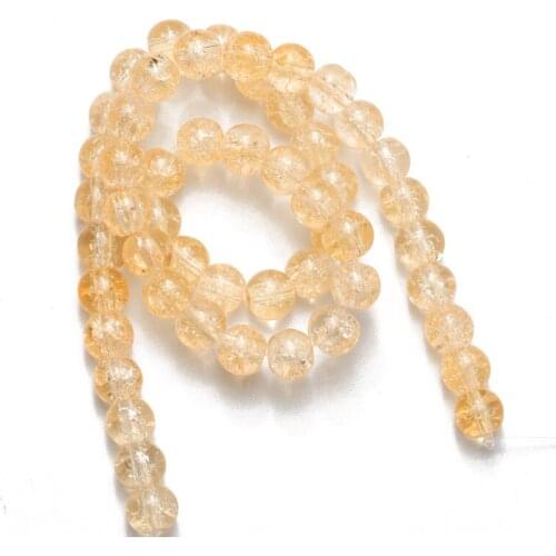 Wholesale Yellow Cracked Glass Beads Charm Bracelet Round Loose Beads 6mm 8mm 10mm DIY Making Bracelet Necklace Jewelry Earrings
