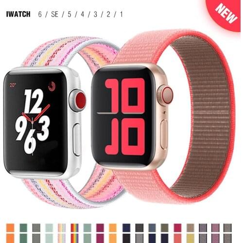 Nylon Loop Sport For Apple Watch band 44mm 40mm 42mm 38mm Smartwatch Watchband correa Stra belt Bracelet iWatch Series 4 5 SE 6