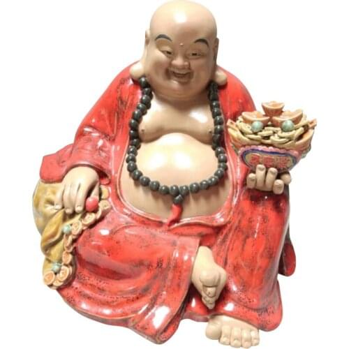 Make quick buck, maitreya laughs at Buddha Shek Wan Ceramic doll mascot poly plate figure Sculpture statue Home Decoration