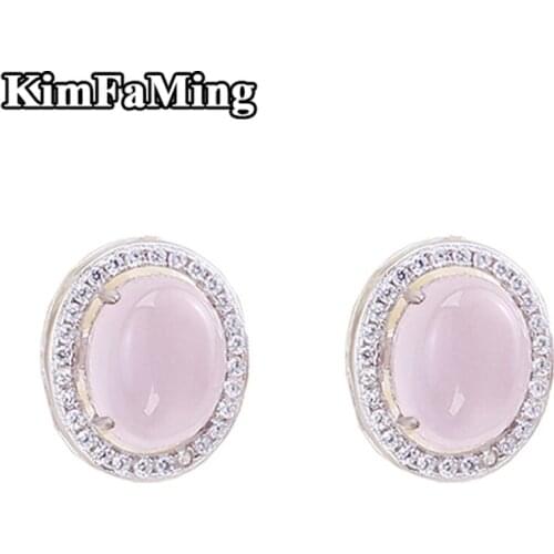Classic Precious Gemstone Pink Chalcedony Silver Earrings Jewelry Aniversary/Birthday Gift for Mother /Antie OPE034