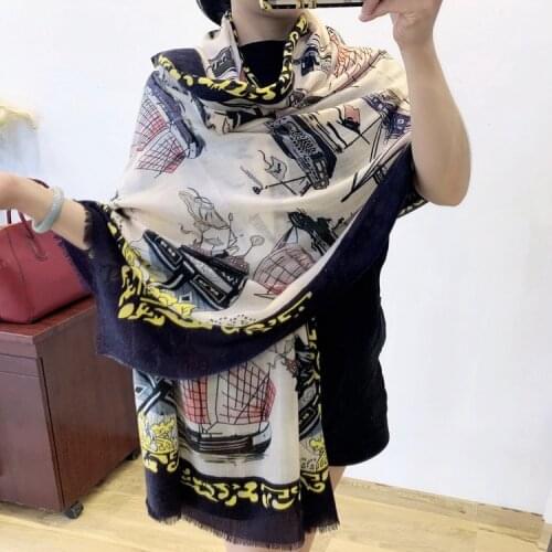 Sailing Flower Pure 300 Cashmere Scarf Pashmina Match Headband Big Scarves Multi Function Soft Shawls Wraps Woman Tippet