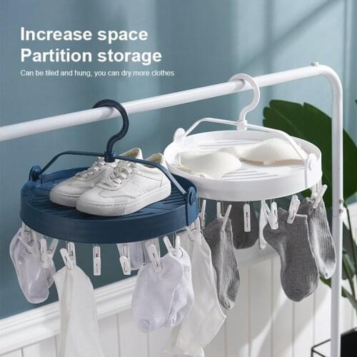 Multi-clip Clips Folding Clothes dryer Hanger Children Adults Clothes Dryer Windproof Socks Underwear Plastic Drying Rack