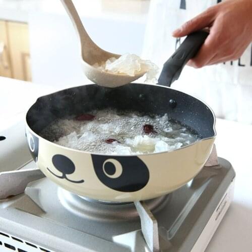 20cm Japanese Style Cute Panda Printed Non-stick Frying Pan Aluminum Small Wok 27RE