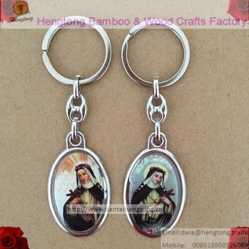 Mixed designs of SANTA ROSA DE LIMA keyring, religious keychain, saint keyring, icon keychain with epoxy on sale