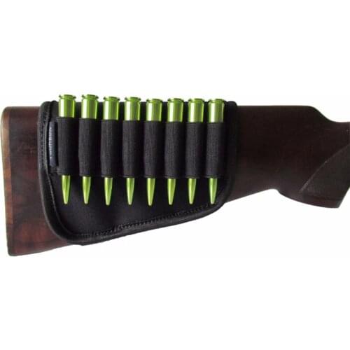 Tourbon Durable Buttstock Ammo Shell Holder Elastic Black Neoprene Hunting Rifle Cartridges 8 Shells Hunting Gun Accessories