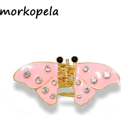Morkopela Insect Enamel Hair Claw Butterfly Rhinestone Hair Clip Accessories Fashion Banquet Hair Pin Jewelry For Women
