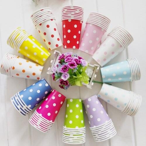 10 Pcs 20Pcs Dot Party Paper Cup Birthday Dinner Tableware Disposable Cutlery