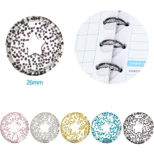 12PCS Sequin Hollow Star Binding Discs Notebook Mushroom Hole Button Loose-Leaf Coil 360 Degree DIY Flip Disc Rings Buckle