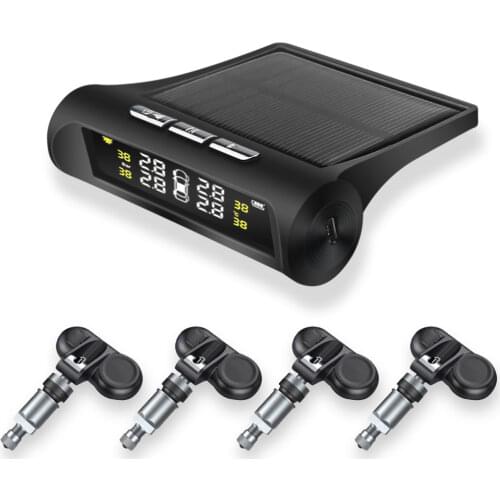 20Set Car TPMS Tyre Pressure Monitoring Alarm Security System Solar Power Digital LCD Display Auto USB Charge Wholesale External