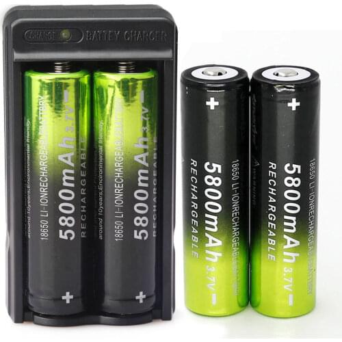 4pcs 5800mAh 18650 Battery 3.7V 18650 Rechargeable Li-ion Batteries Batteria for Flashlight +EU/US 18650 Battery Charger