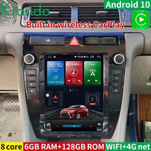 Krando 12.1" Android 10.0 car radio gps navigation for For Audi A6 1997-2004 car audio system with touch screen 6+128GB WiFi+4g