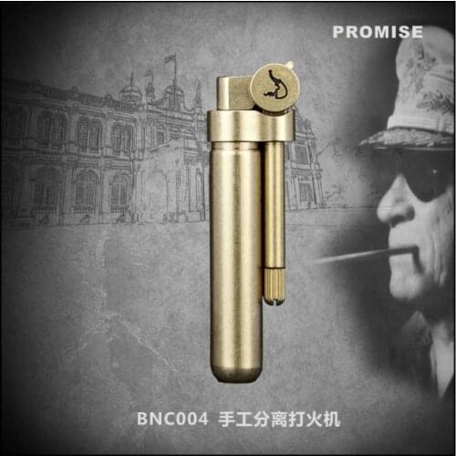 PROMISE oil gas cigarette lighter Cylinder trench brass copper kerosene Nostalgic mechanical Windproof smoking igniter Gift box