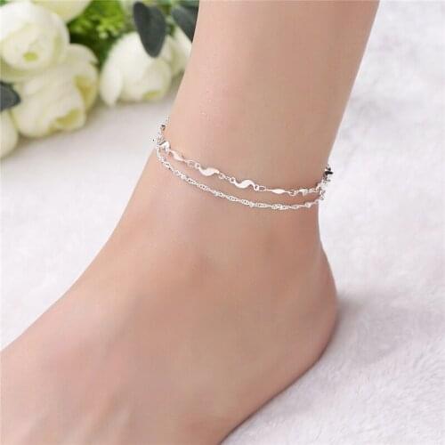 925 Sterling Silver Anklet For Women Bohemian Foot Jewelry Summer Beach Barefoot Anklet Leg Chain CB157