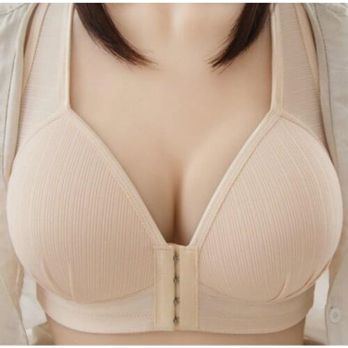 Women Full Cup Large Size Bra Womens Comfortable Striped Wire Free Brassiere Sexy Lingerie Big Size Plus Brassiere B C