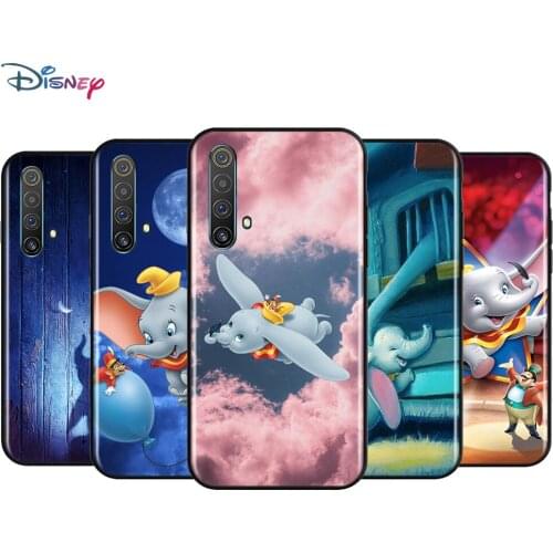 Black Soft Cute Baby Dumbo For Realme 7i Global C2 C3 C11 C12 C15 C17 X2 X3 Superzoom X50 XT Q2 Q2i Pro 5G Phone Case