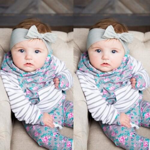 Baby Girl Outfit Floral Striped Hoodie and Joggers Outfits Baby Girl Coming Home Outfit for 0-24 Months