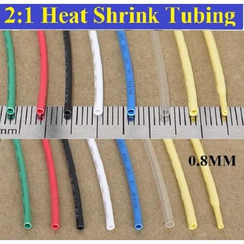 Dia 0.8mm Heat Shrink Tubing 2:1 Polyolefin Insulation Thermal Cable Sleeve Insulated Wire Protector Wrap DIY Connector-5/10M