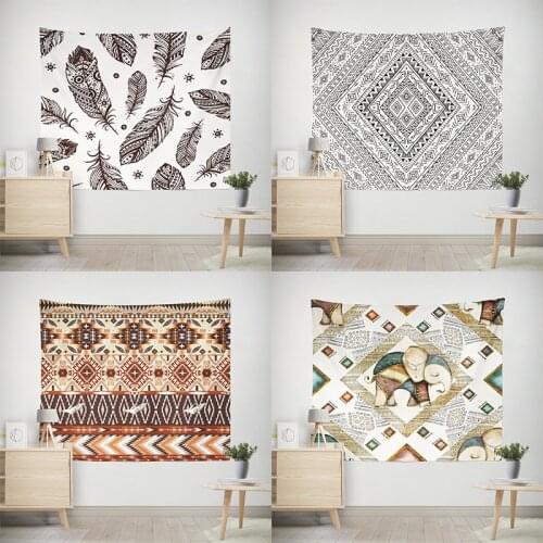 European Classical Geometric Leaf Pattern Series 100% Polyester Fabric Tapestry Livingroom Decor Crafts