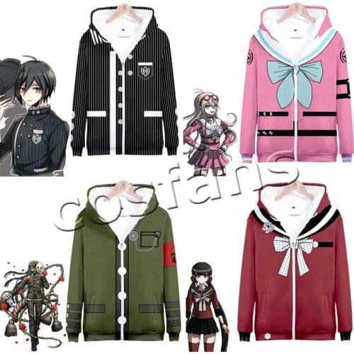 Danganronpa V3 Cosplay Hoodies Miu Iruma Saihara Shuichi Cosplay Costume Zip Hooded Jackets Chabashira Tenko Sweatshirts Hoodies