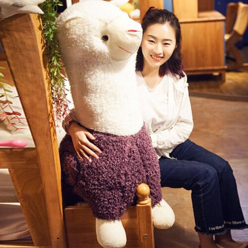 Kawaii Soft Alpaca Plush Toy Jumbo Cartoon Sheep Stuffed Doll Big Animal Pillow for Kids Gift Deco 80cm 100cm DY50662