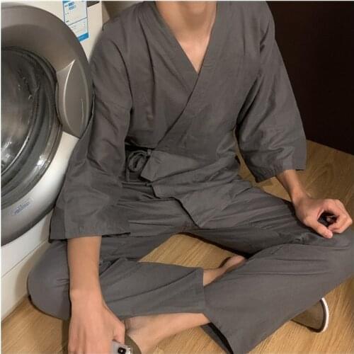 Japanese Style Yukata for Adult Couples Clothing Kimono For Men Bath Pajamas Women Sleepwear Clothing Set Cotton