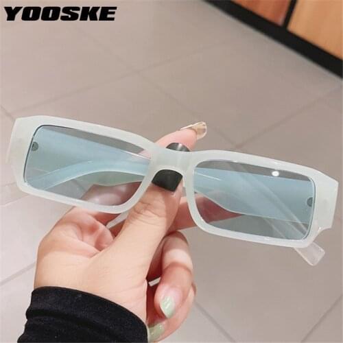 YOOSKE Square Sunglasses Women Men Trendy y2k Small Rectangle Sun Glasses Ladies Jelly Color 90s Eyewear Black Shades UV400