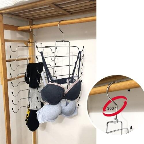 Tank Tops Hanger Metal Bra Organiser Folding Multi-layer for Scarves Belts, Bathing Suits, Ties, Dress -2 Pack