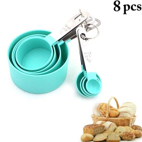 8PCS Multi Purpose Measuring Cups and Spoons Set Steel Kitchen Measuring Tool Measuring Spoon Kitchen Gadgets Tool