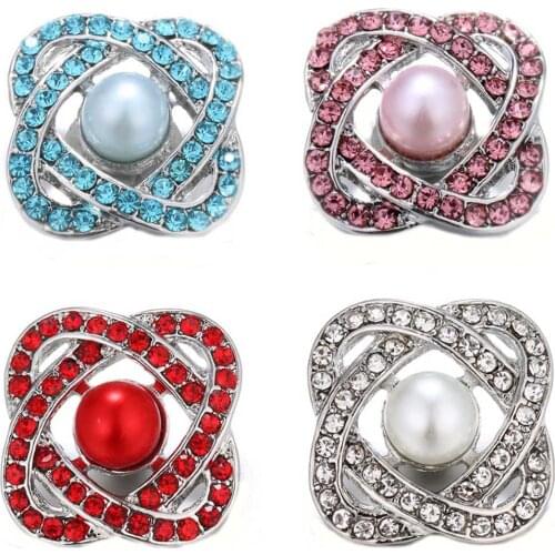 New Pearl Snap Button Jewelry DIY Flowers 18mm Metal Snap Buttons Fit Leather Silver Snap Bracelets for Women Gifts