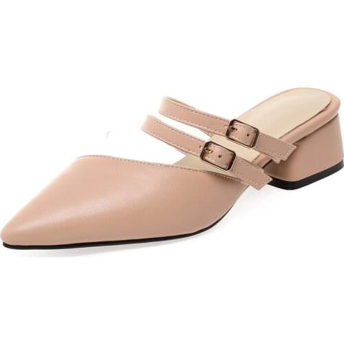 2019 spring new small fresh thick with a baotou pointed sandals size code 31-47