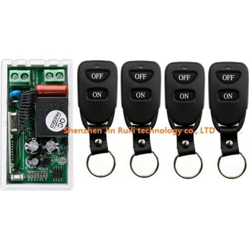 NEW AC220V 1CH 10A Remote Control Light Switch teleswitch Relay Output Radio Receiver Module and 4 pcs Belt buckle Transmitter
