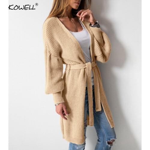 Solid Long Sleeve Autumn Winter Sweater Women Bandage Loose Knitted Cardigans Outwear Women Coat Women Sweater Sexy Costumes