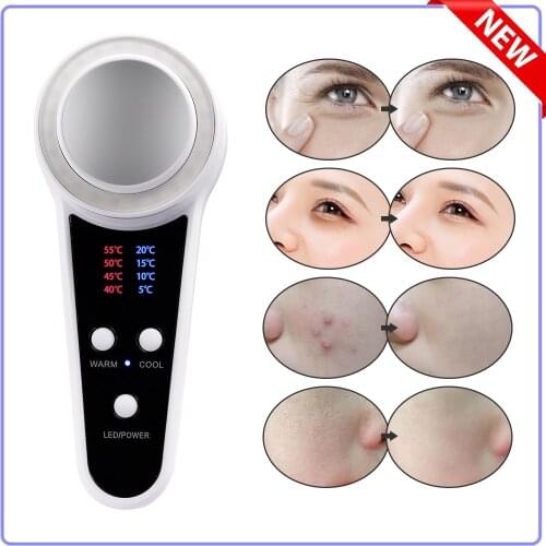 Anti Wrinkle Heating Cooling Compress Massager Hot Cold Hammer Facial LED Photon Therapy Beauty Device Skin Lifting Tightening
