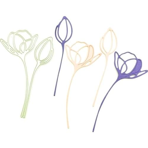 OOTDTY Tulip Metal Cutting Dies Stencil Scrapbooking DIY Album Stamp Paper Card Embossing Decoration Craft