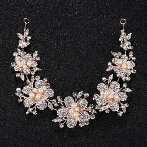 New Fashion Folwers Headbands Bride Wedding Bridesmaid Crystal Pearl Hair Vine Wedding Decoration Gift Hair Accessory