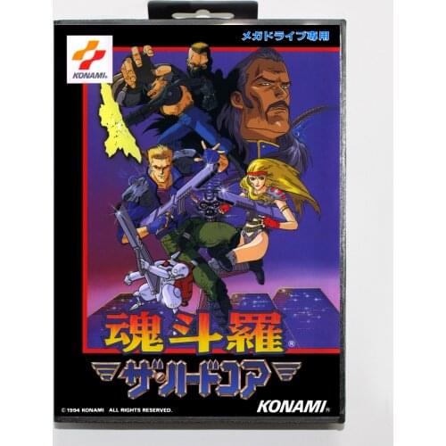 Sega MD games card - Contra JP with box for Sega MegaDrive Video Game Console 16 bit MD card