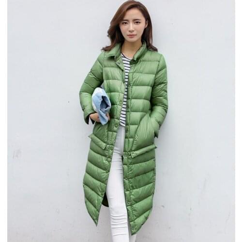Trendy Winter Ultra Light Down Long Jacket Women Coats Black Overcoat Warm 90% Duck Down Padded Jackets Female Down Parkas