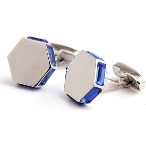 Blue Crystal Cufflinks French shirt mens Cuffs