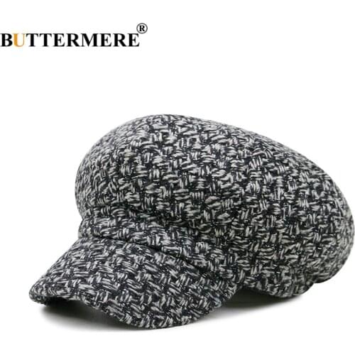 BUTTERMERE Cotton Newsboy Caps Women Spring Autumn Baker Boy Vintage Octagonal Cap Lady Hats Elastic Casual British Beret