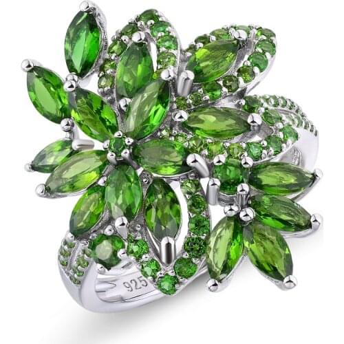 GZ ZONGFA Private custom Engagement Jewelry Natural Chrome Diopside gem ring 925 Sterling Silver Ring for Women