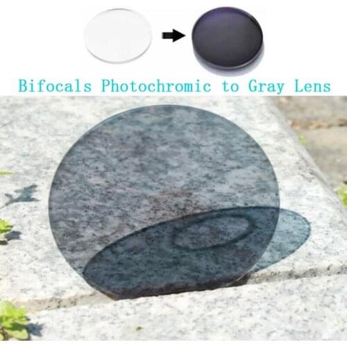 1.56 Round Top Bifocals Photochromic to Gray/Tea Myopia Presbyopia Glasses Lens Customize Optical Prescription Eyeglasses Lens