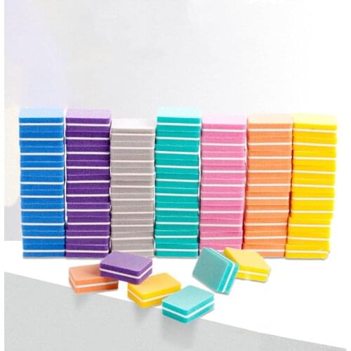 10pcs/pack Double-sided Mini Nail Buffer Block Colorful Sponge Nail Polish Sanding Buffer Strips Polishing Manicure Tools