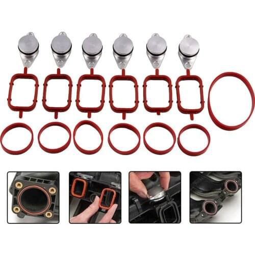 6 PCS 22/33mm Aluminum Swirl Flap Blanking Plates Seal with Intake Manifold Gasket 6 Cylinder for BMW